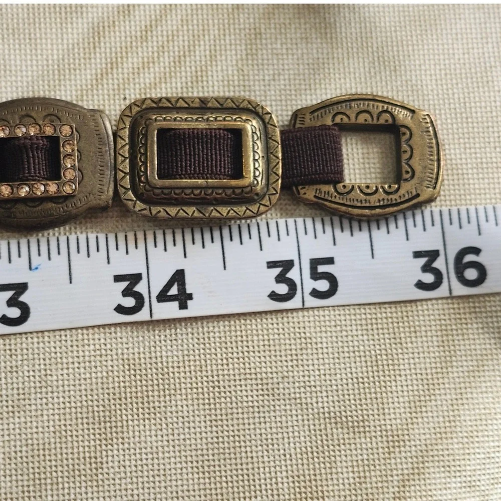 Chain‎ Link Belt Womens 35 Inch Bronze Brown Rhinestone Boho Western Stretchy